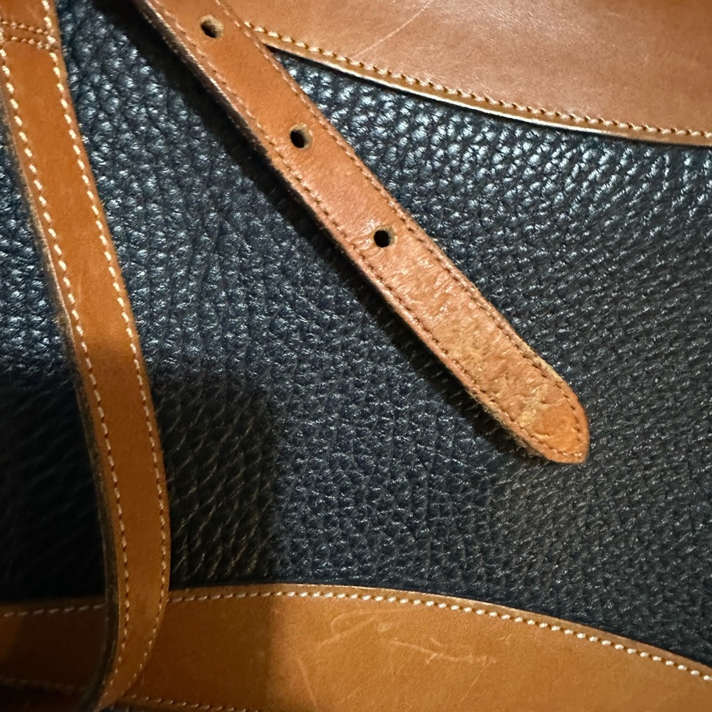 Blue and Tan Leather Crossbody Bag - Picture 10 of 10